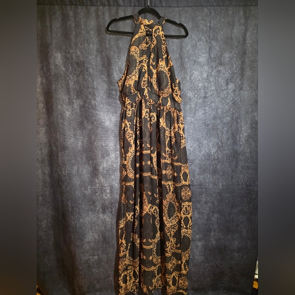 Boohoo Black and Gold Sheer Maxi Swimsuit Cover Up - Picture 2 of 13